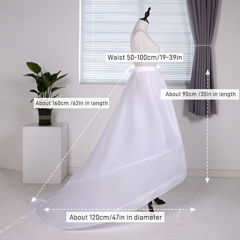 Women's Wedding Dress with Adjustable Steel Elastic Waist and Trailing Skirt Bustle