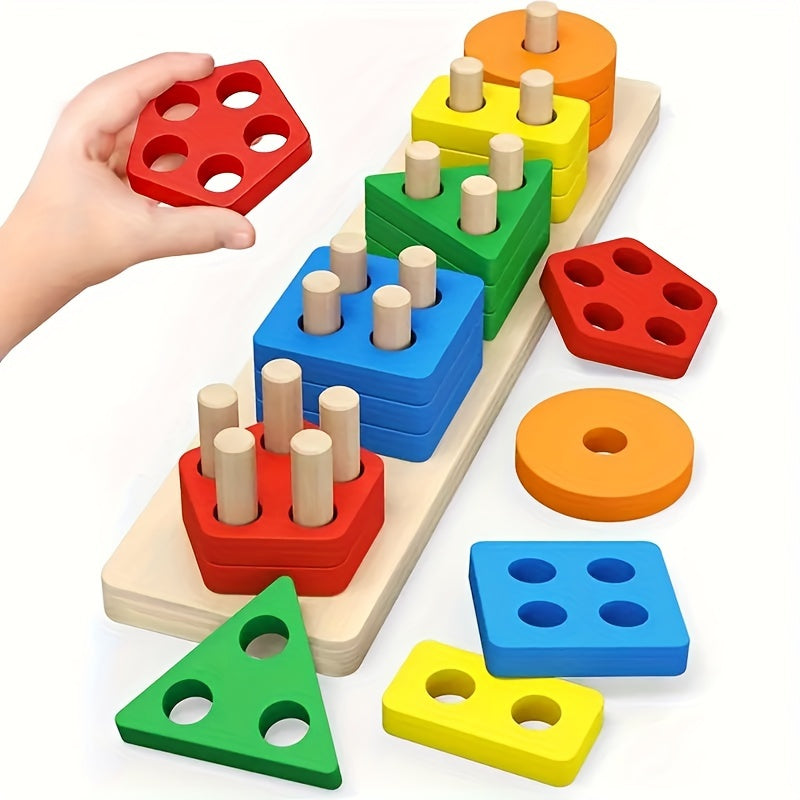 Educational Wooden Puzzle Toy for Kids, Color and Shape Learning Game, Easter Gift
