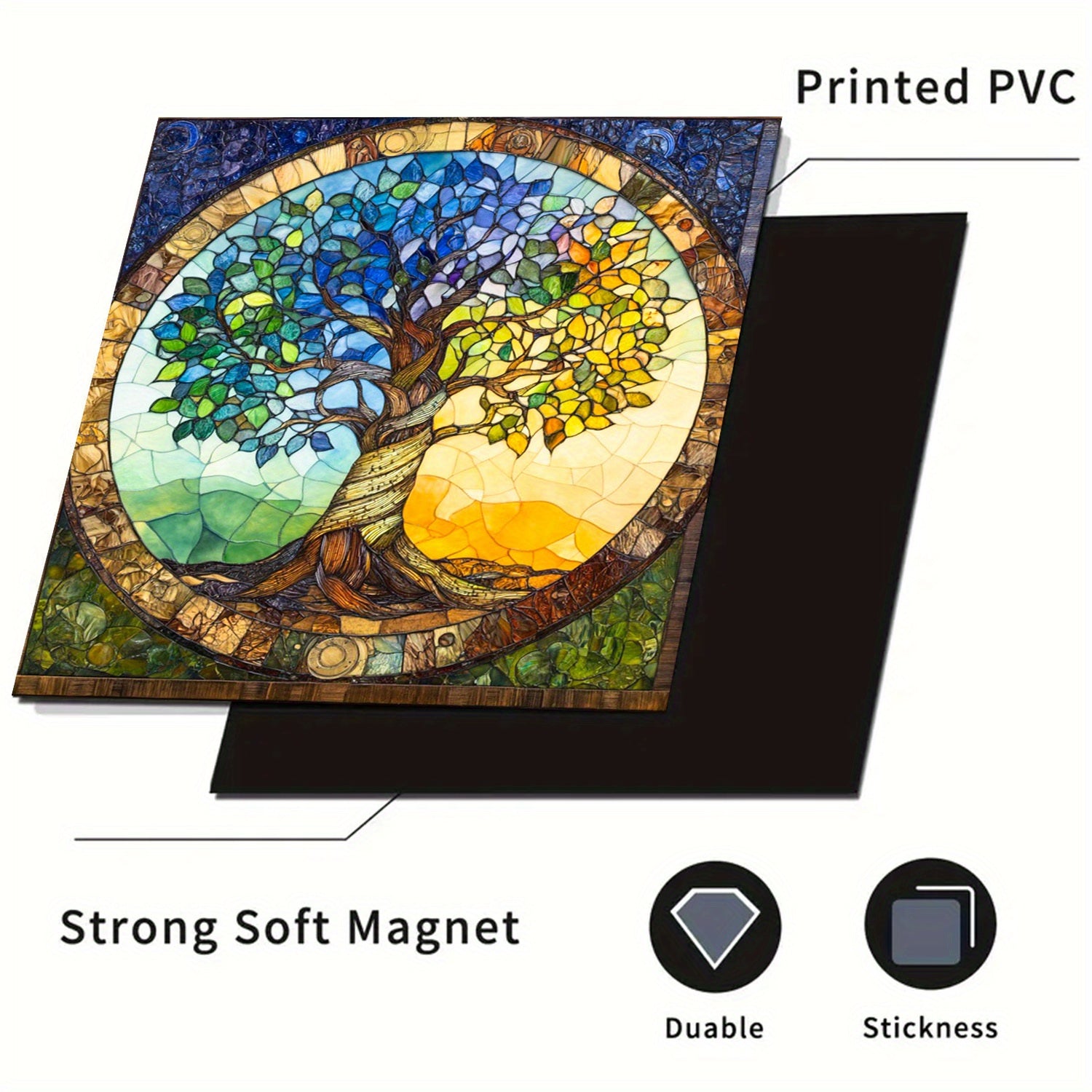 Mustahkam PVC idish-tovoq magnit bilan jonli mozaika Hayot daraxti dizayni, suv o'tkazmaydigan, issiqlikka chidamli, oson tozalash