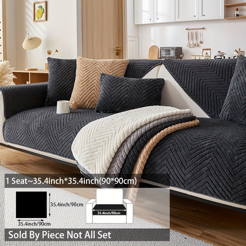 Zamonaviy plush divan qopqog'i, sirpanishga qarshi, itlarga mos, dog'larga chidamli polyester