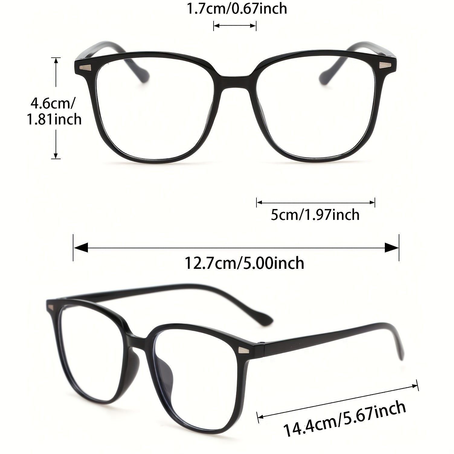 Gafas de moda rectangulares Y2K para mujer con montura de PC y lentes decorativos