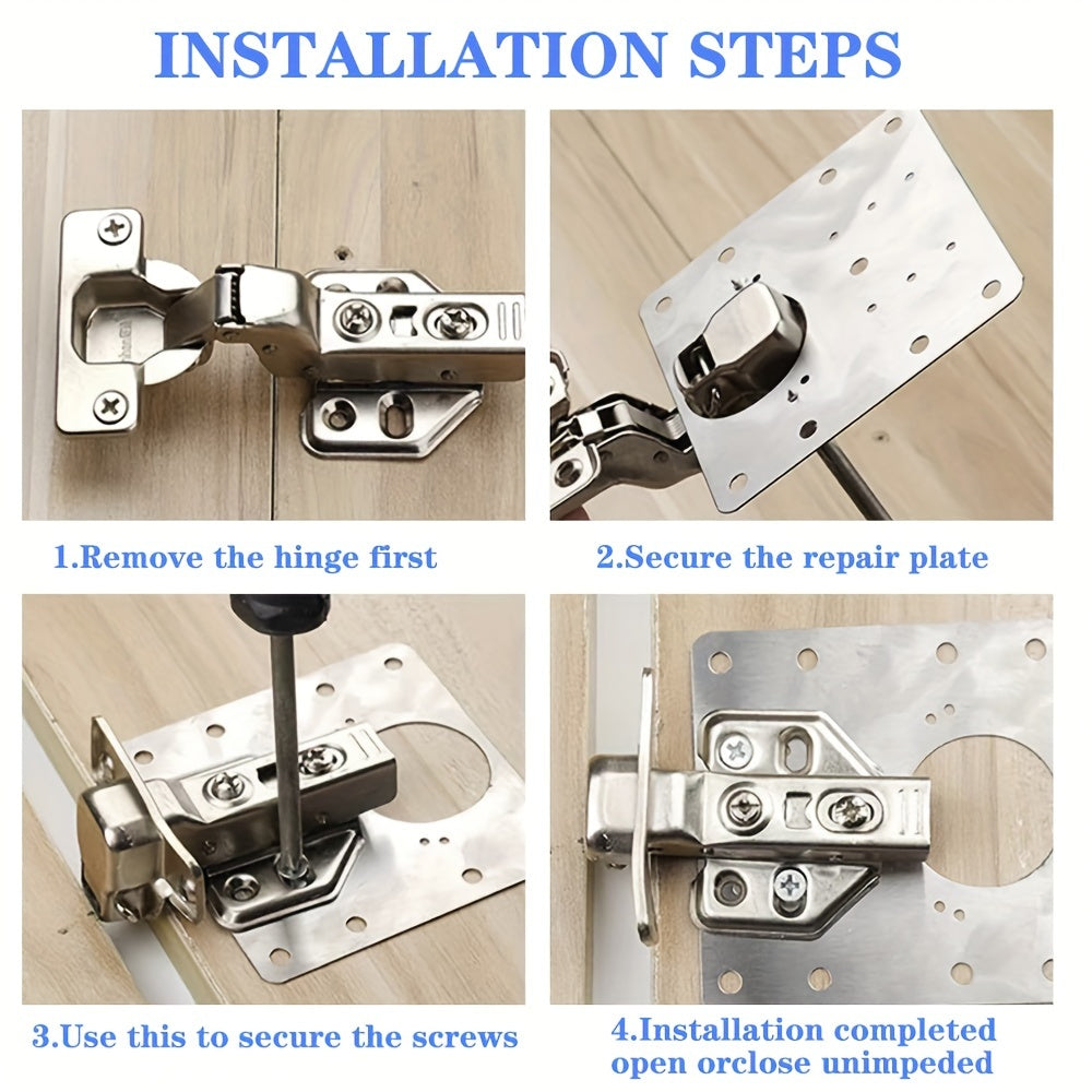 8-Piece Cold-Rolled Steel Cabinet Hinge Repair Kit for Kitchen and Furniture Doors