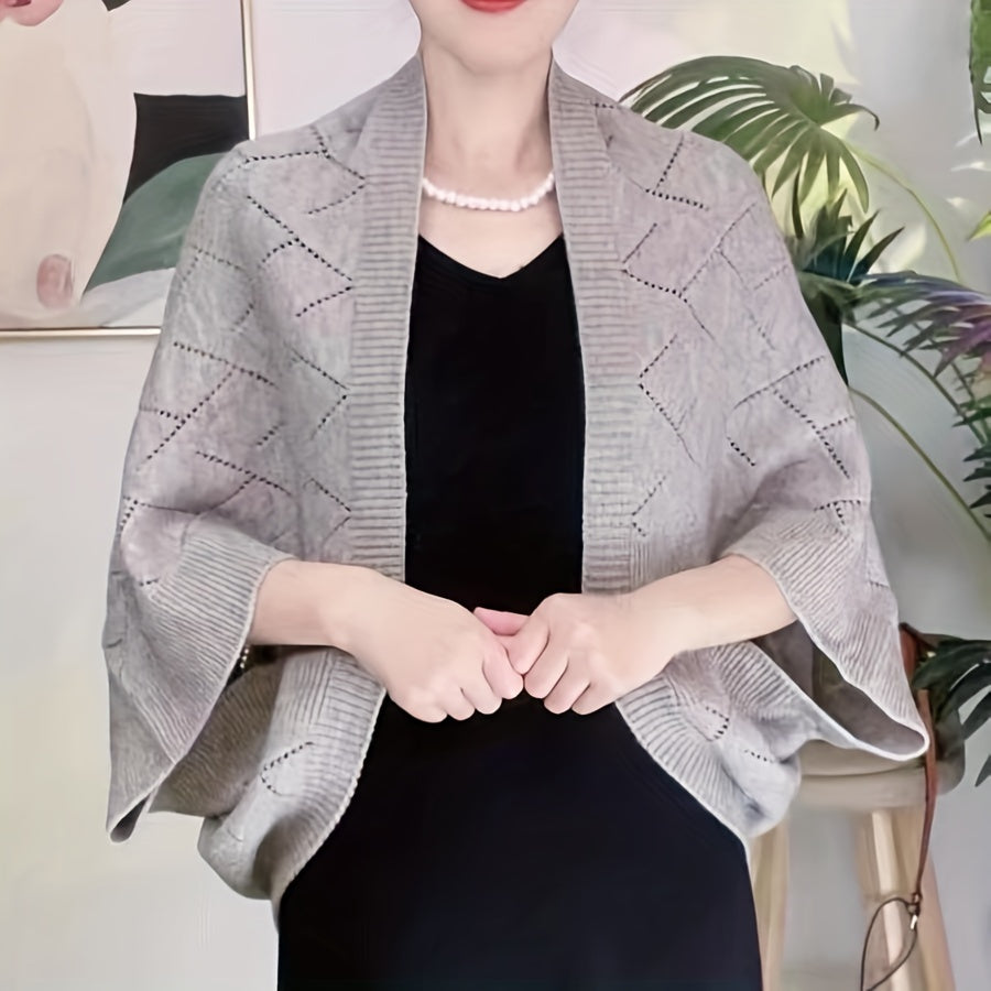 Women's Knit Shawl Scarf Solid Color Batwing Sleeves Chilly Seasons