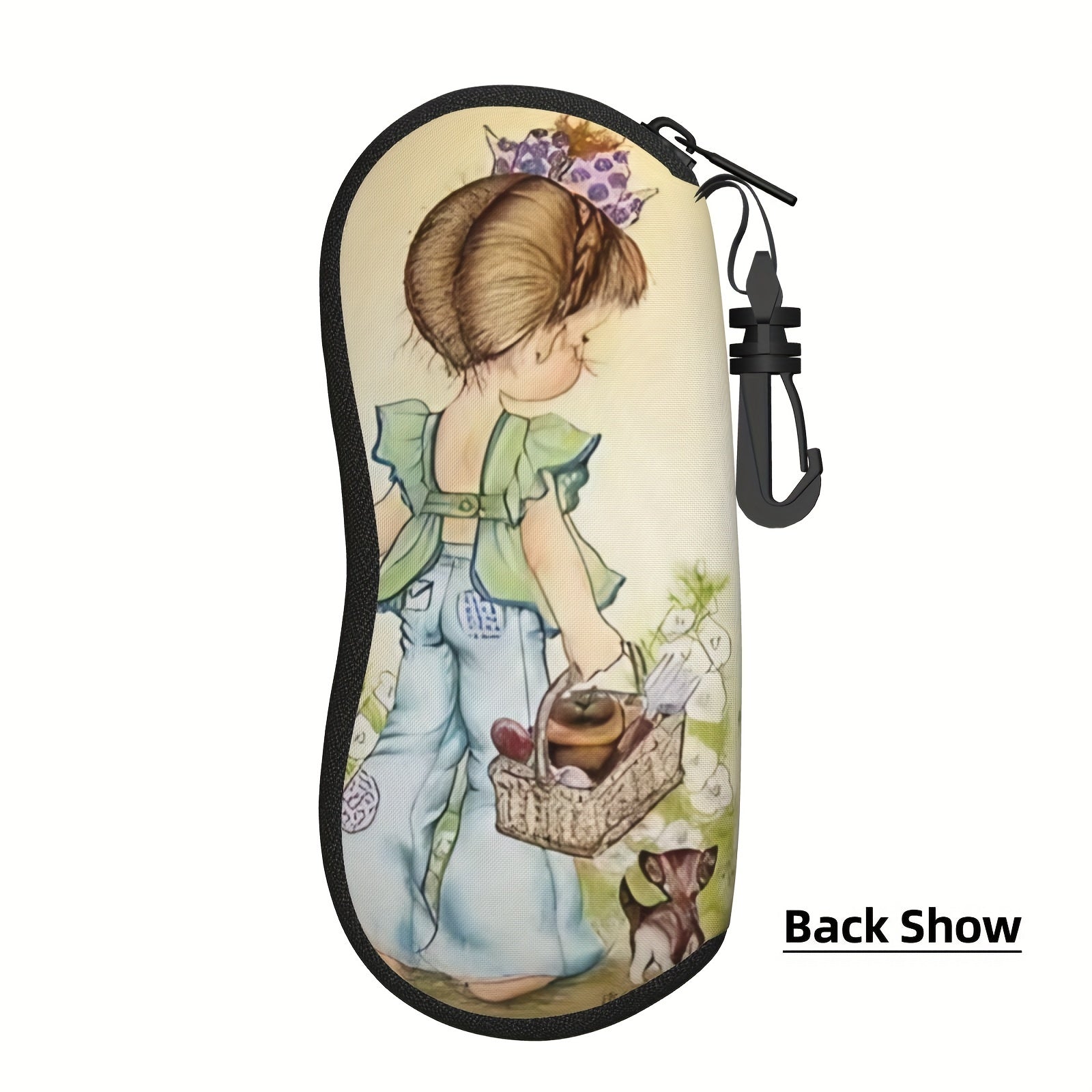 Erkaklar va ayollar uchun nozik illyustratsiya dizayni yengil ko'zoynak sumkasi - Sarah Kay portativ yumshoq ko'zoynak qutisi zıppıgı bilan