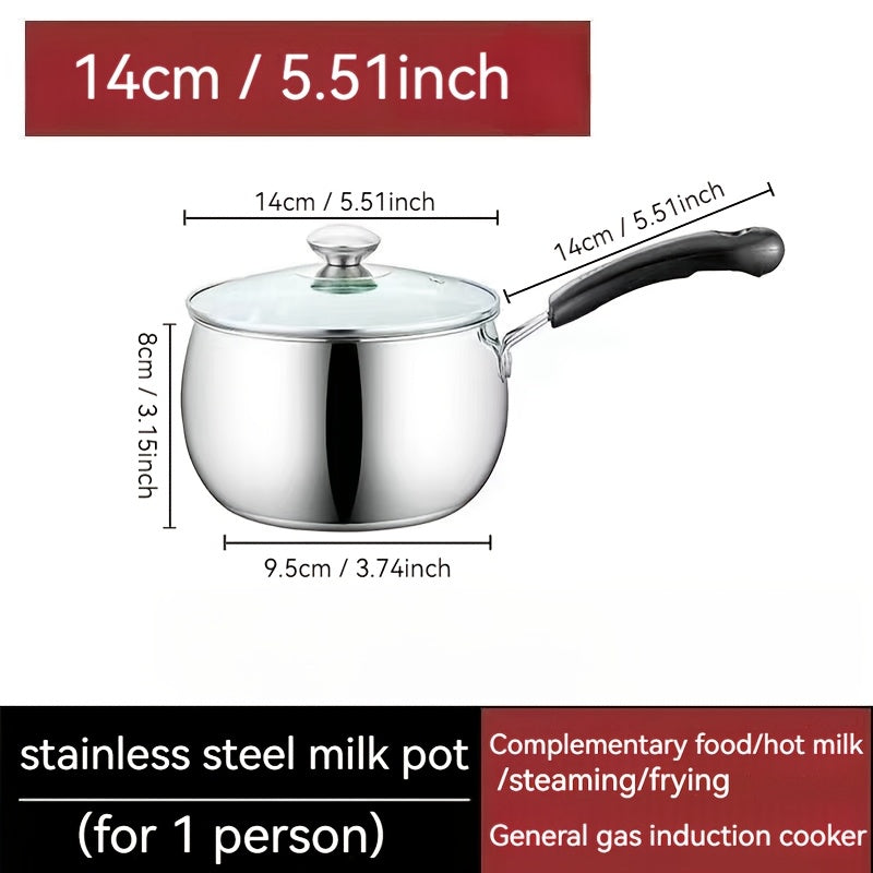 Juego de ollas de leche y sartén de acero inoxidable 14cm 16cm 18cm para cocinar y calentar