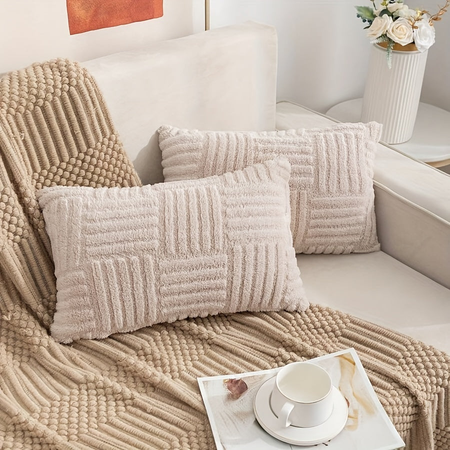 Boho Stripe Decorative Pillow Covers for Couch and Bed Set of 2 High-Quality Farmhouse Style