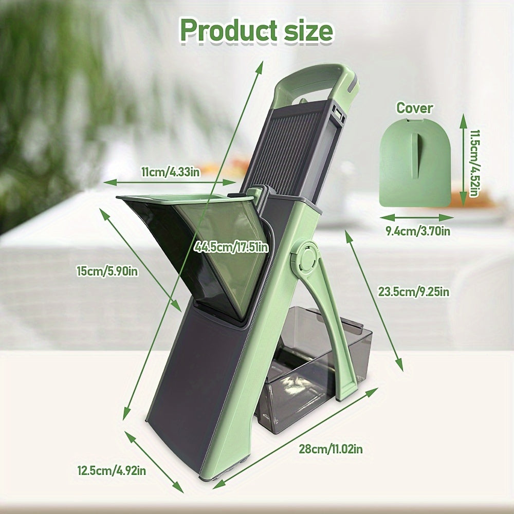 Adjustable Safety Vegetable Slicer with Stainless Steel Blade for Fruits and Vegetables