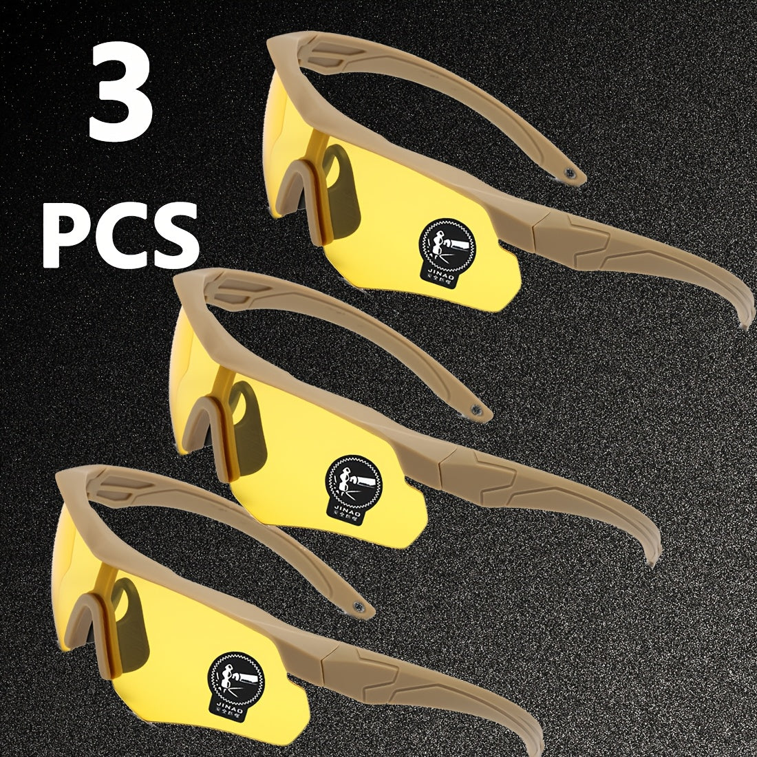 3-Pack UV400 Cycling Glasses Men Women Sports Running Outdoor Goggles with PC Lens