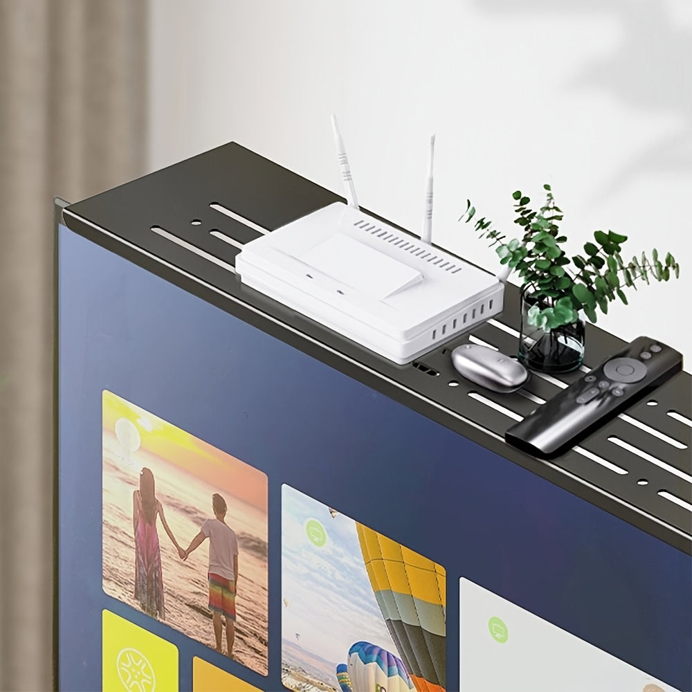 Multimedia Storage Rack with Adjustable Shelves for TV, Monitor, Router