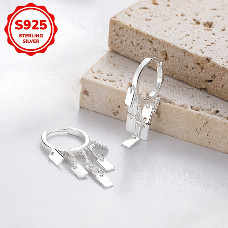 Zamonaviy 925 Sterling Silver Geometrik Kvadrat Poshakli Momoqlar, Sequin Aksentlari bilan - Har kuni yoki Maxsus Tadbirlar uchun Ideal