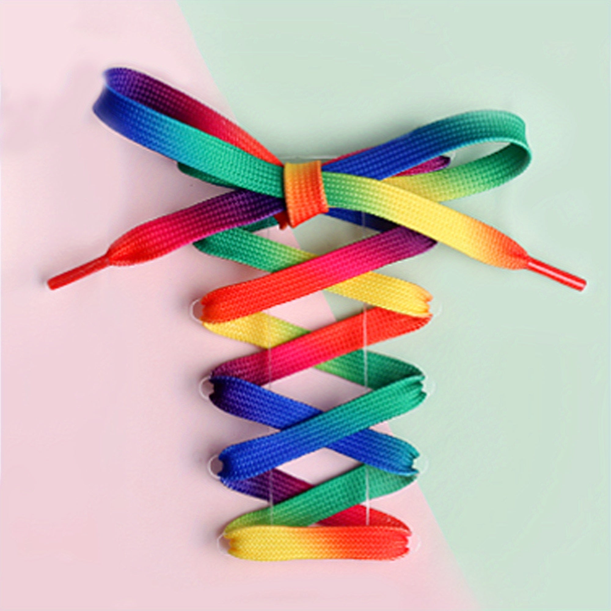 Unisex/Casual Colorful Rainbow Gradient Canvas Shoe Laces 120cm