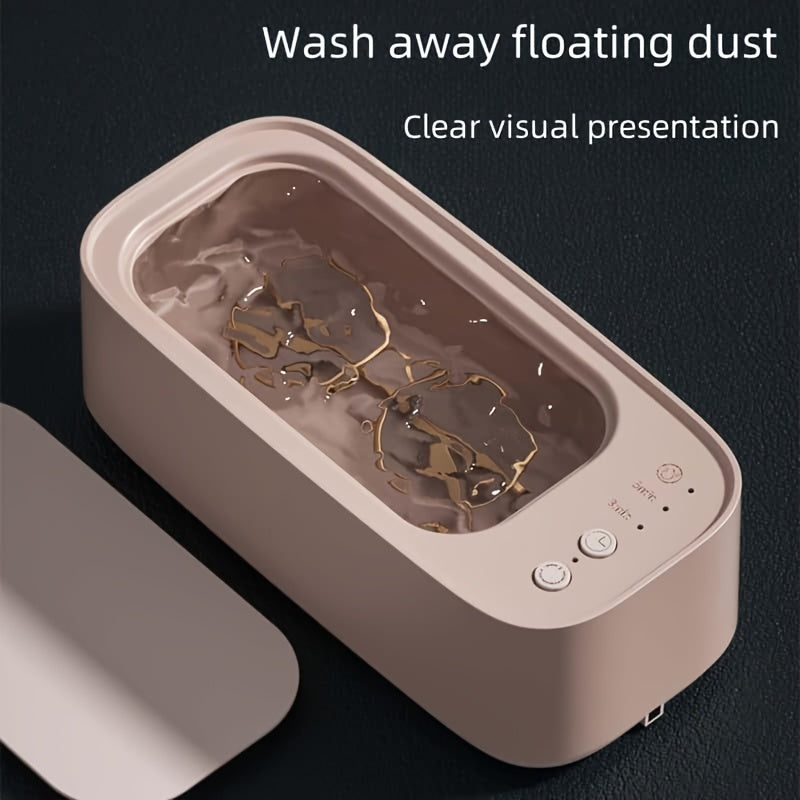 Portable 45kHz Glass Cleaner for Jewelry and Contact Lenses with Rechargeable Battery