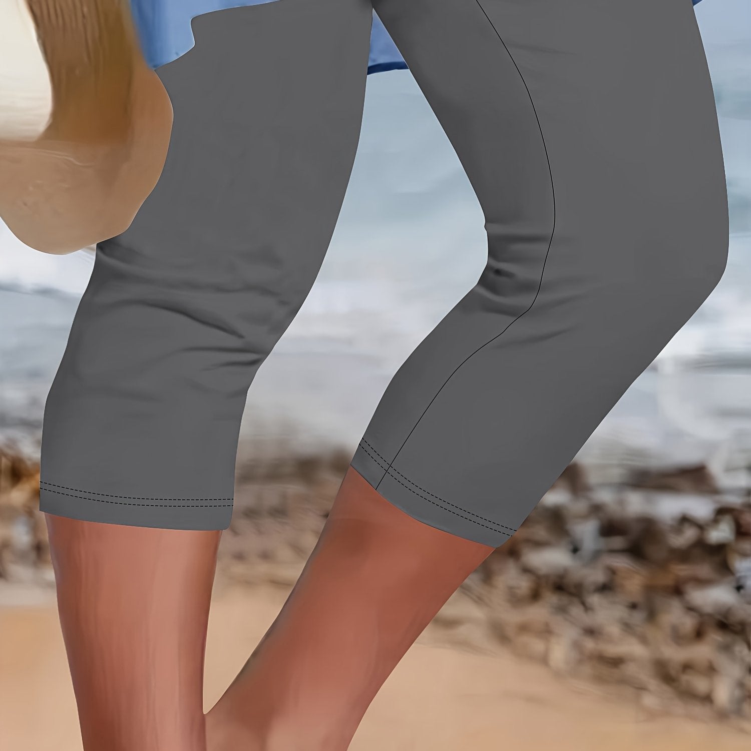 Women's Plus Size High-Waisted Capri Leggings Stretchy Comfort Black