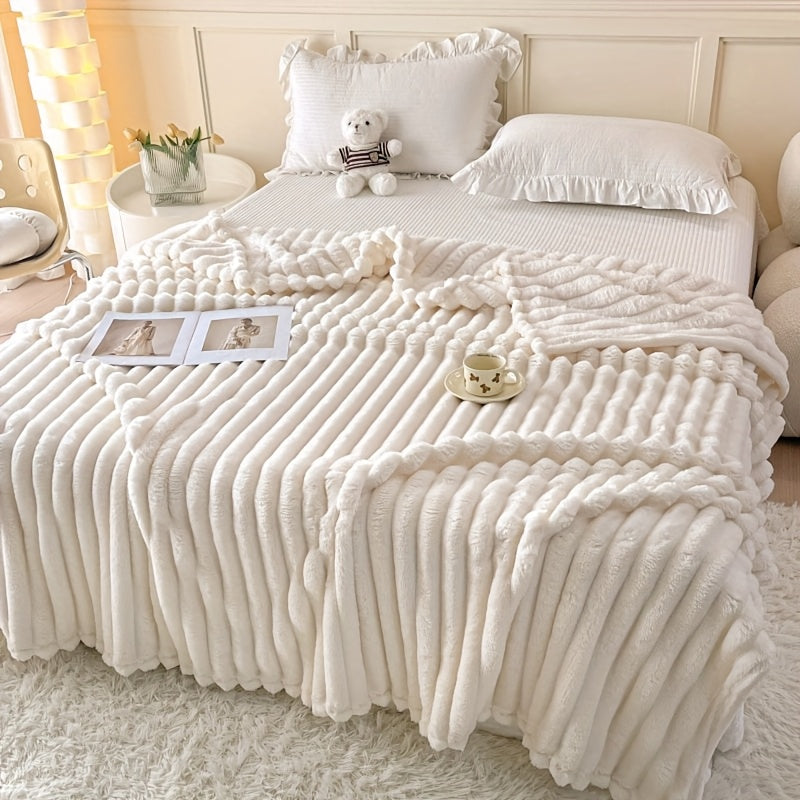 Chiziqli Taffeta Fleece Blanketi yumshoq nafas oladigan xalta uchun yotoqxona, mehmonxona, ofis