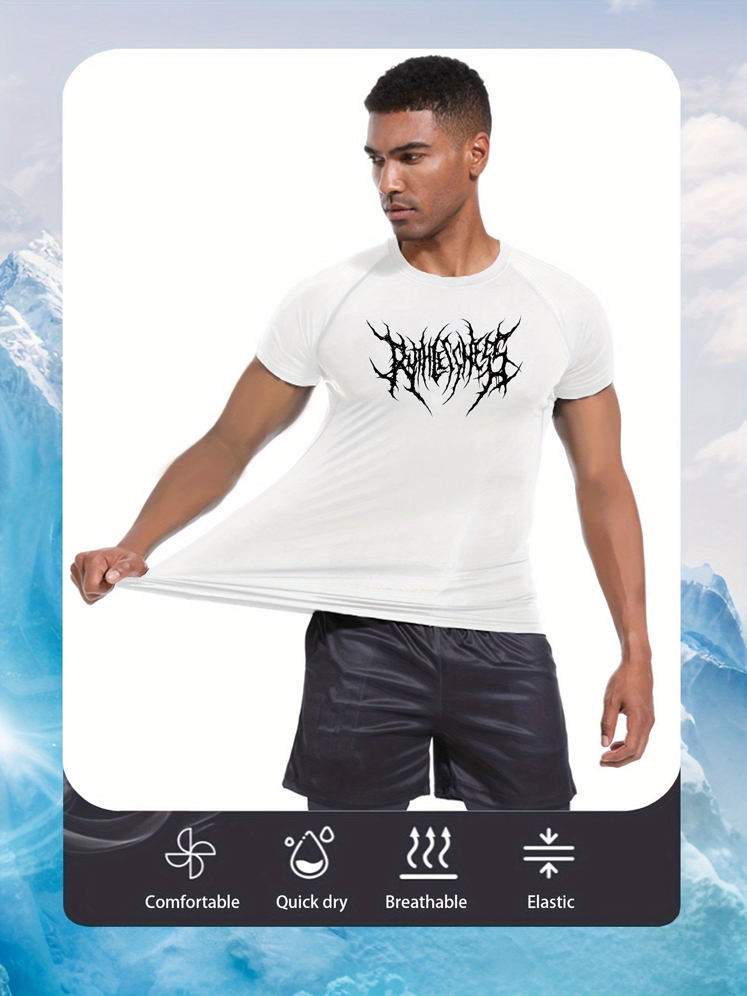 Men's Athletic Set with High-Stretch Quick-Dry T-Shirt and Double-Layer Shorts for Gym Running and Fitness