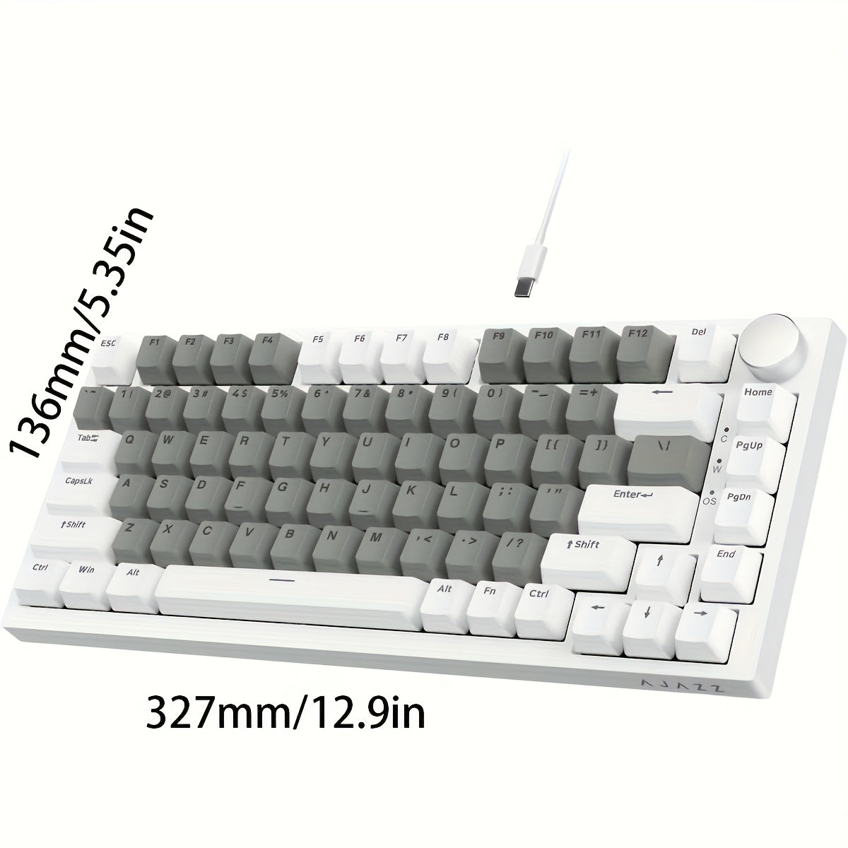 Wired Mechanical Keyboard 75 Keys Backlit Red Switch with Volume Knob