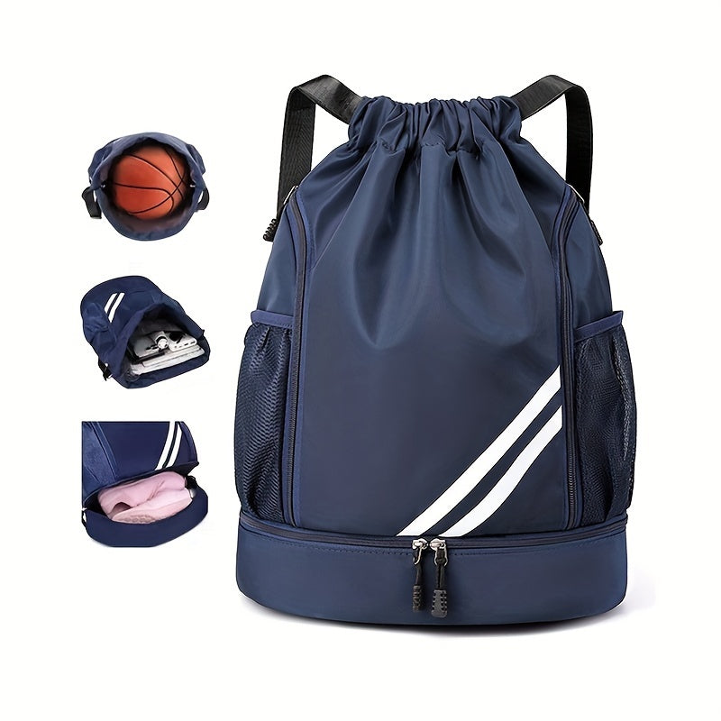 Waterproof Nylon Drawstring Gym Bag with Pockets for Sports and Travel in Multiple Colors