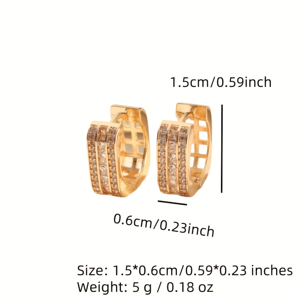 Hoop Earrings for Women Copper Synthetic Zirconia April Birthstone Stylish Jewelry