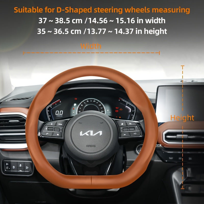 Universal Ultra-Thin Faux Leather Steering Wheel Cover Breathable Non-Slip