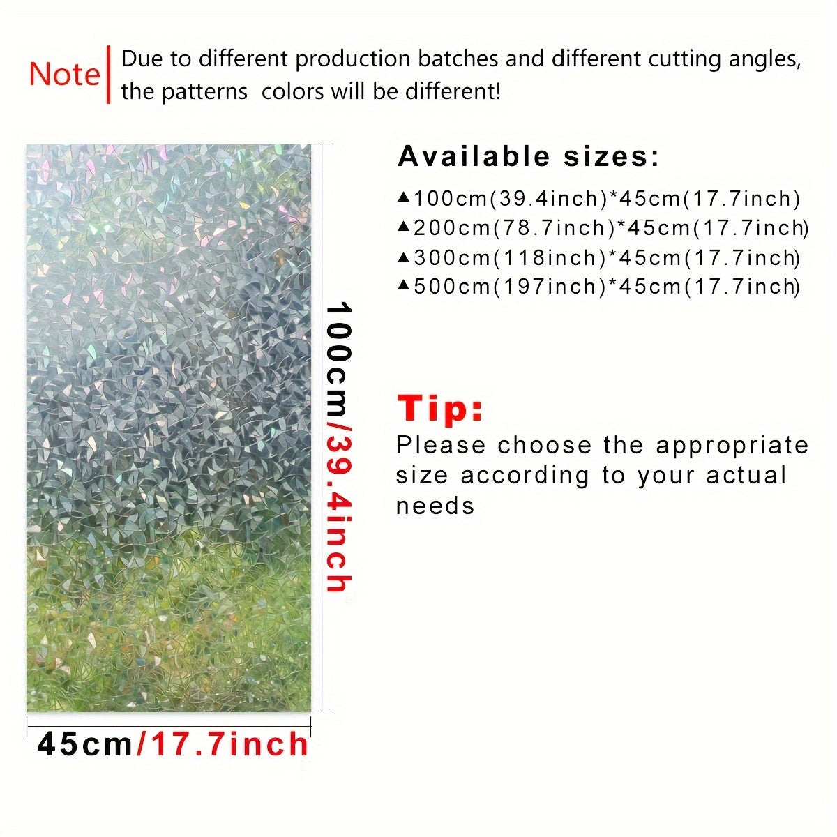 Retro Frosted Crescent Rainbow Pattern PVC Window Film 7mil Static Cling Privacy Decor