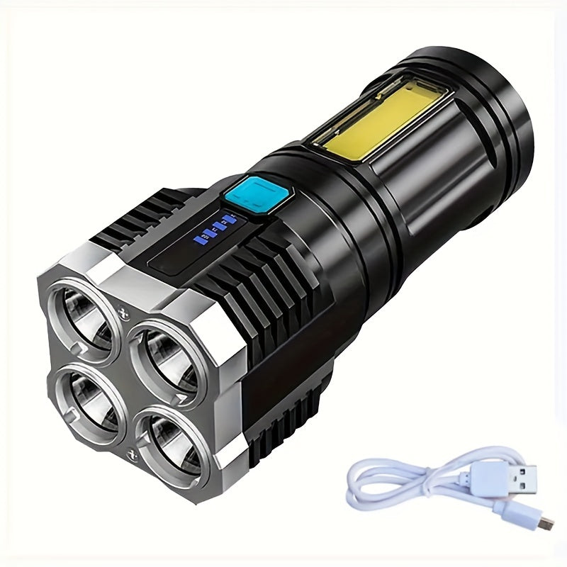 Rechargeable LED Flashlight with Cob Side Lights and USB Charging