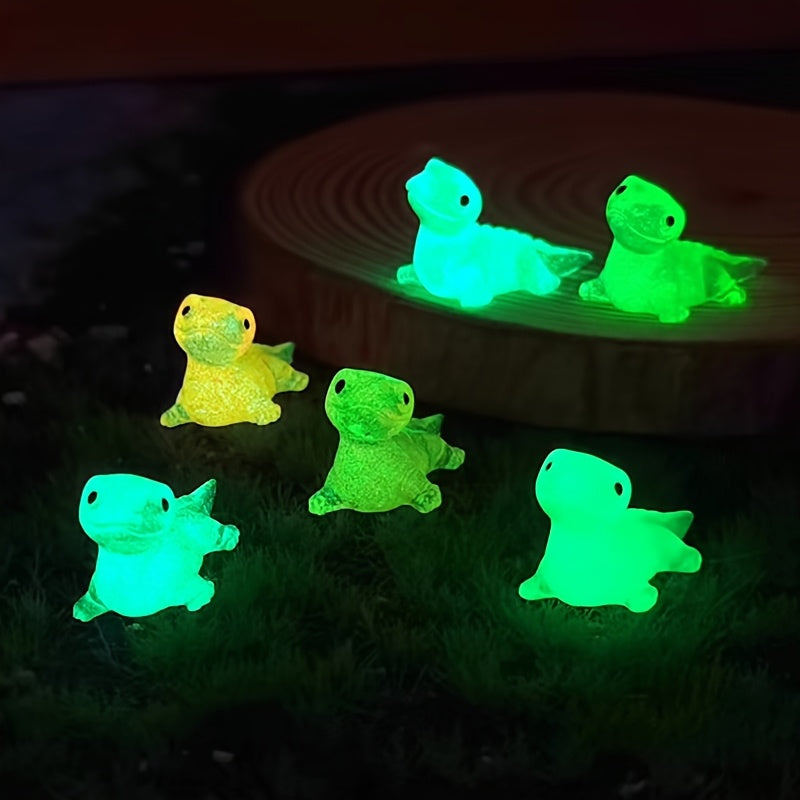 6 Pack Glow-in-The-Dark Resin Lizard Figurines Night Light Decor