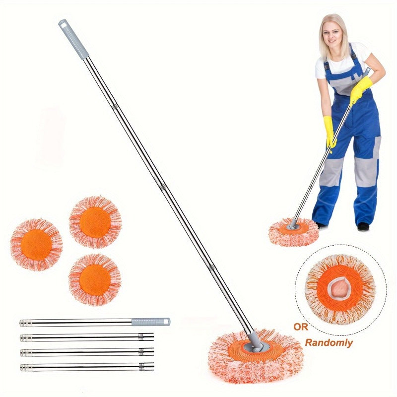 Adjustable Dust Mop 190.5cm with 4 Washable Heads for Floor Wall Ceiling Cleaning