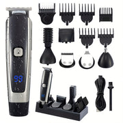 6-in-1 Hair and Beard Trimmer Set with LCD Display USB Rechargeable Body Grooming Kit