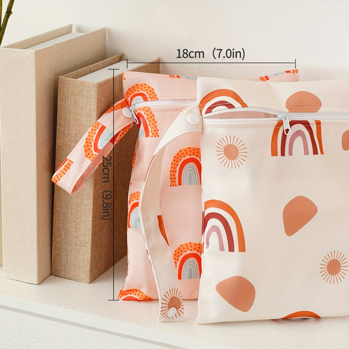 ELINFANT 2-qismli suv o'tkazmaydigan pampers sumkalari - pampers va yoga ashyolari uchun ko'p maqsadli saqlash, nam/quruq foydalanish uchun ideal, 17.78x24.89 sm