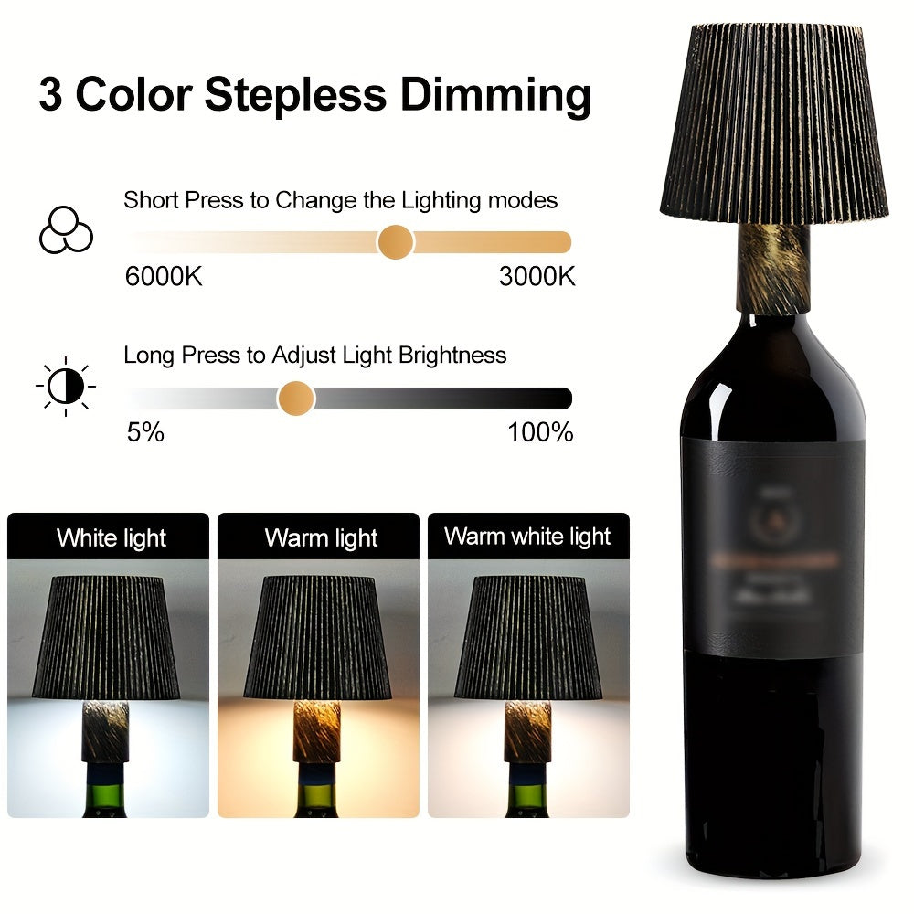 USB Rechargeable Metal Table Lamp with Touch Control 3-Color Dimmable Pagoda Shade