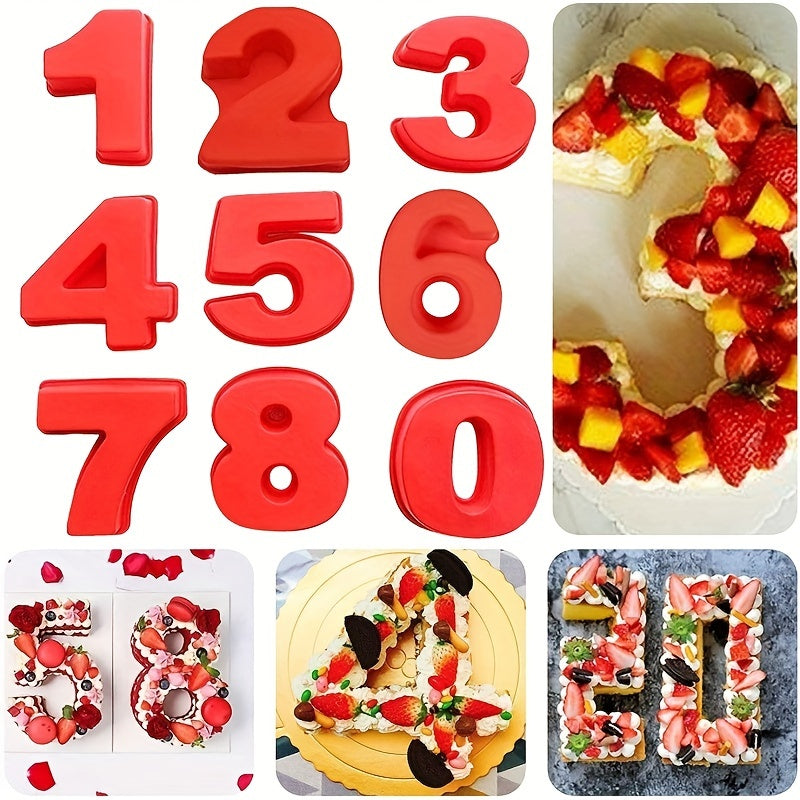 Silicone Number Cake Molds Set for Baking Create Custom Arabic Numerals 0-8 Non-Stick Flexible Kitchen Tool