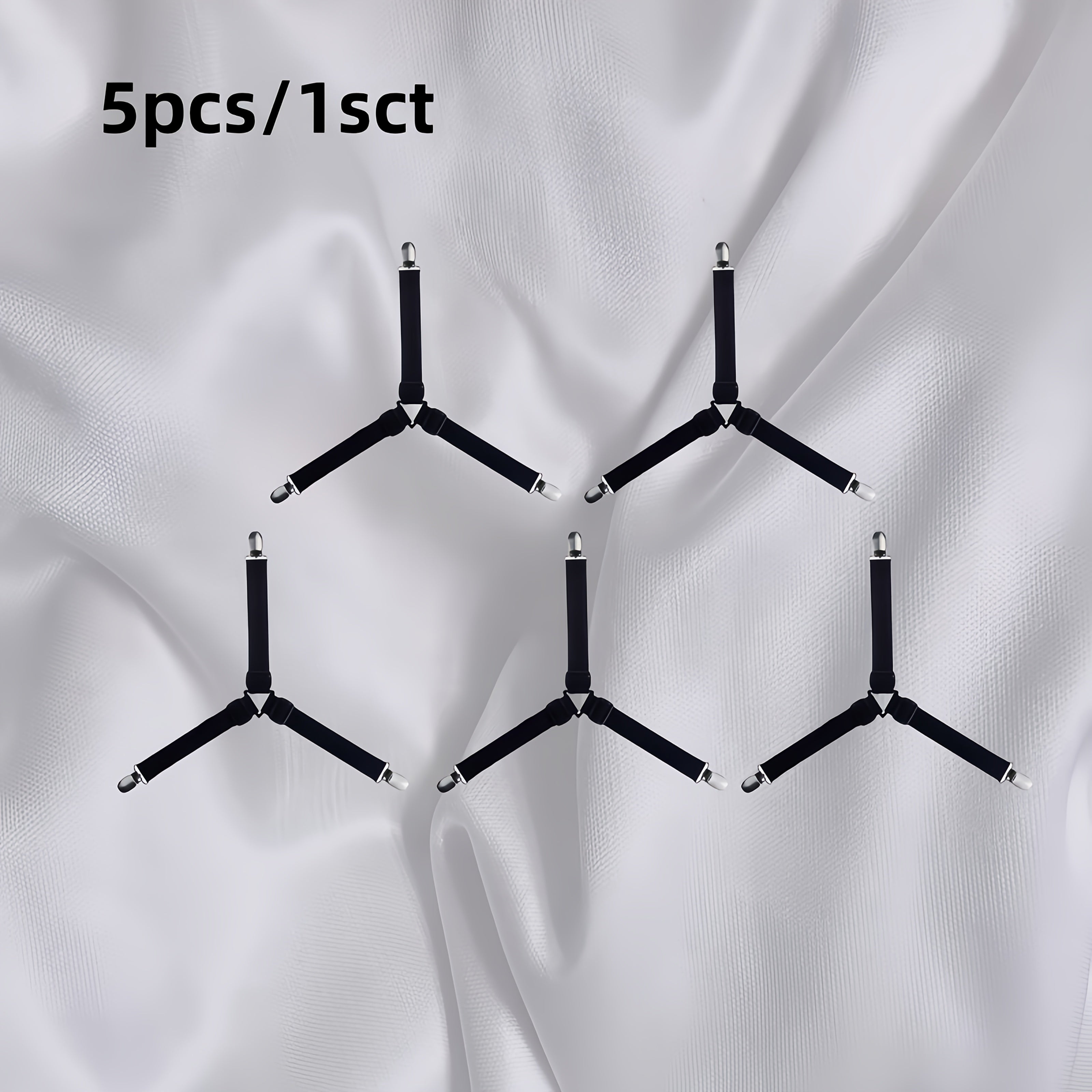 Set of 4 Bed Sheet Fasteners with Anti-slip Buckles and Elastic Ropes