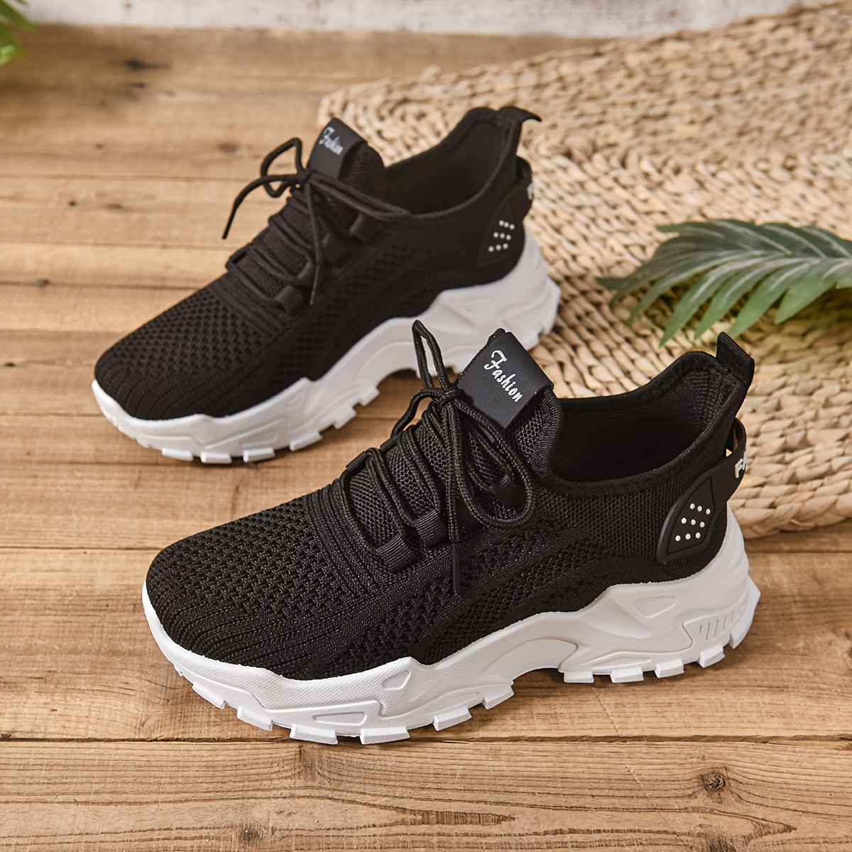 Women's Breathable Knit Slip-On Sneakers Casual Low-Top Walking Shoes White