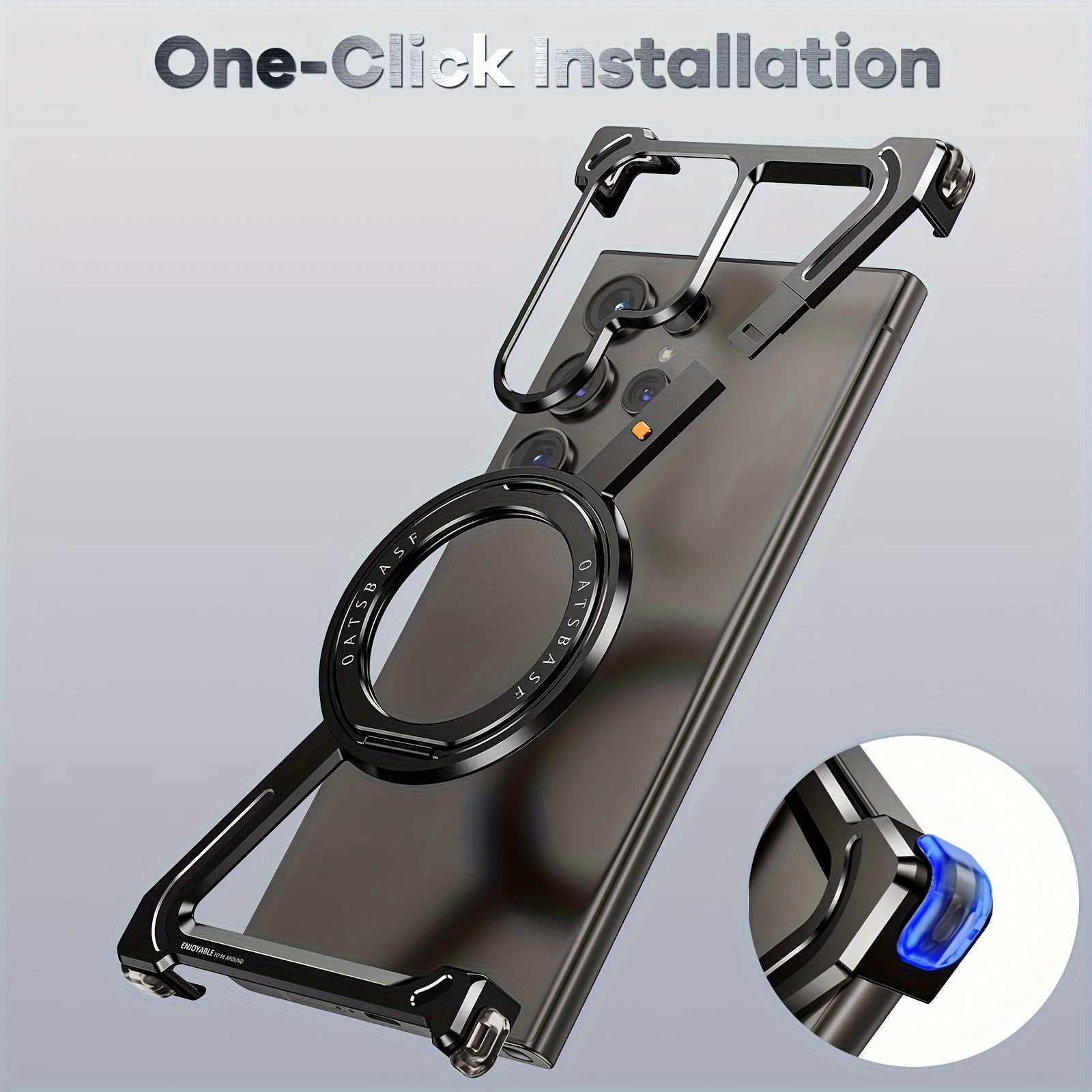 Ultra-Thin Metal Phone Case with Ring Stand and Magnetic Holder for Samsung S24U