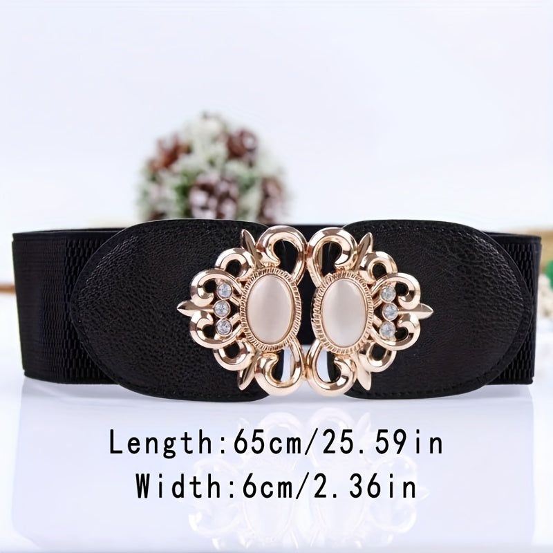 Ayollar uchun elastik keng metall tokchali waspi belbog' kiyingan kiyimlar uchun