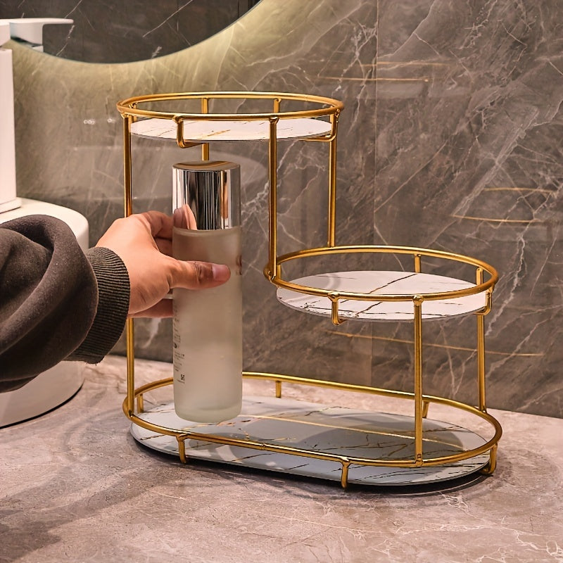 Organizador de baño de hierro fundido con 3 niveles y panel UV lavable