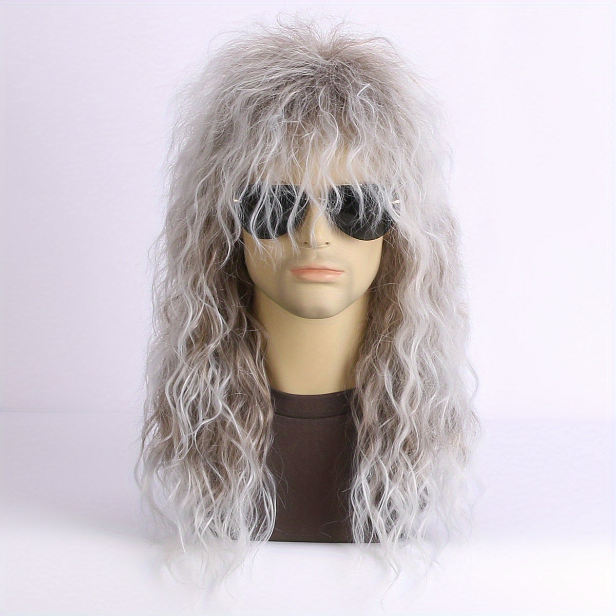 Long Curly Rock and Roll Wig with Golden Highlights for 80s Halloween Costume