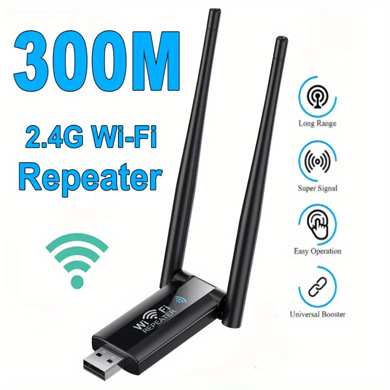 USB WiFi Range Extender 300m Signal Booster for Home Router Portable Noise-Free