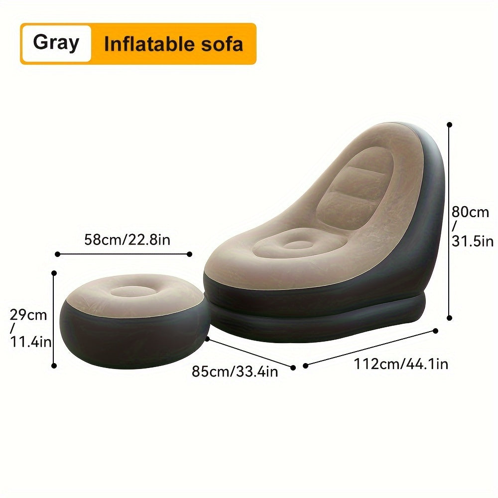 Portable Outdoor Inflatable Lounge Chair with Footrest PVC Comfortable Relaxing Seat