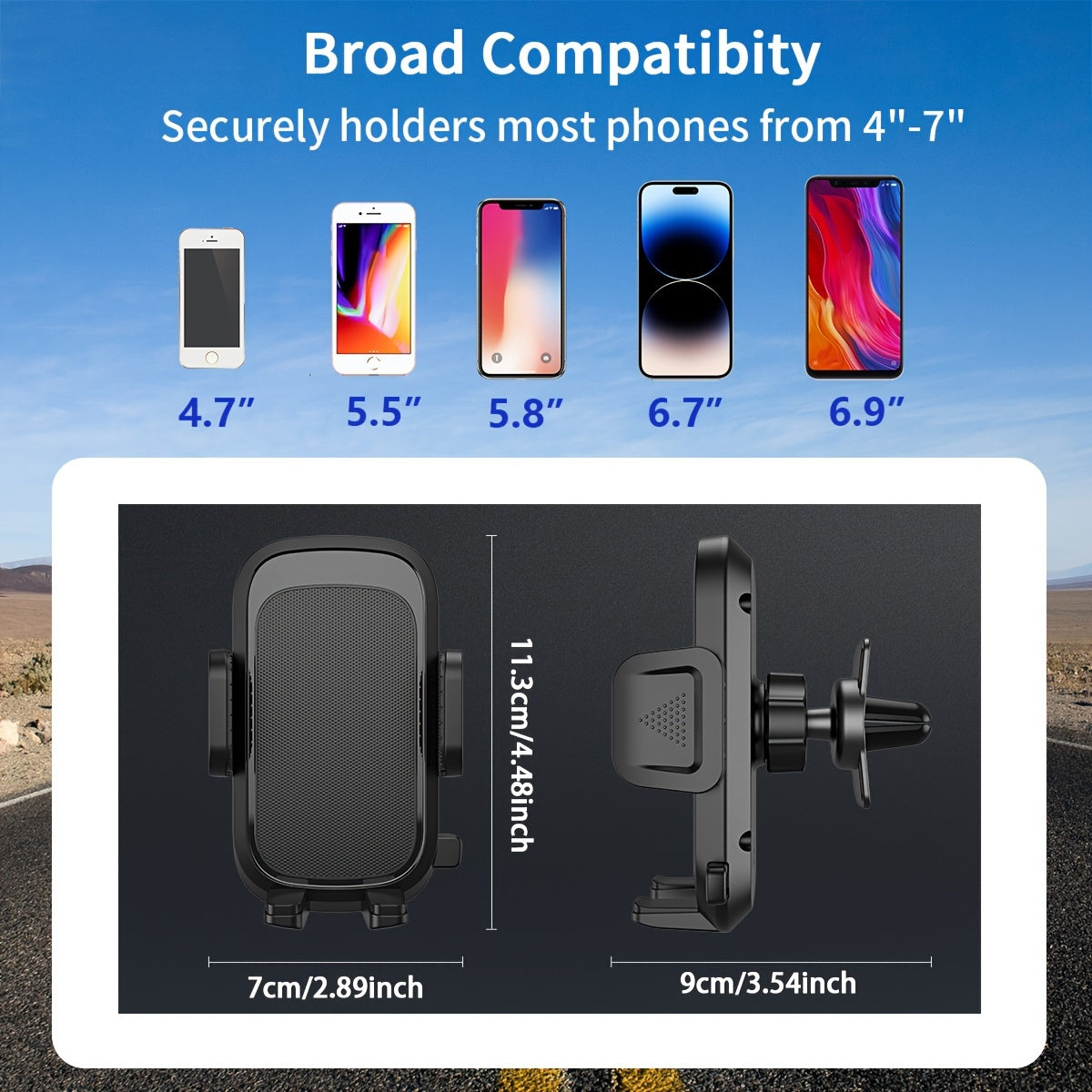 Car Phone Holder Fixing Clip for Center Control Black