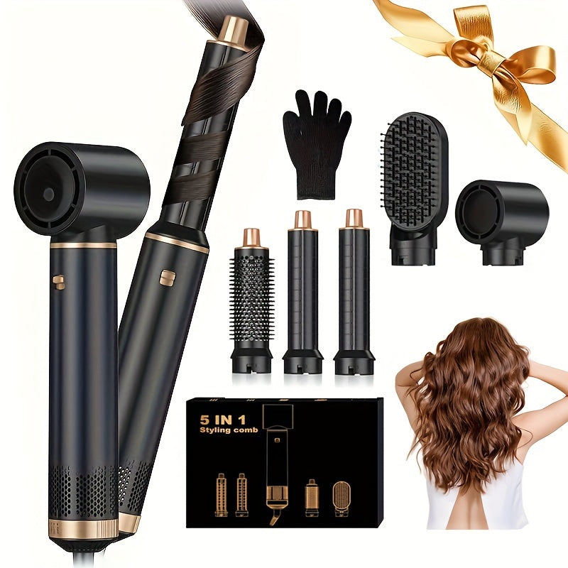 5-in-1 Hot Air Brush for Drying Straightening Curling Volumizing Hair Styling Tool
