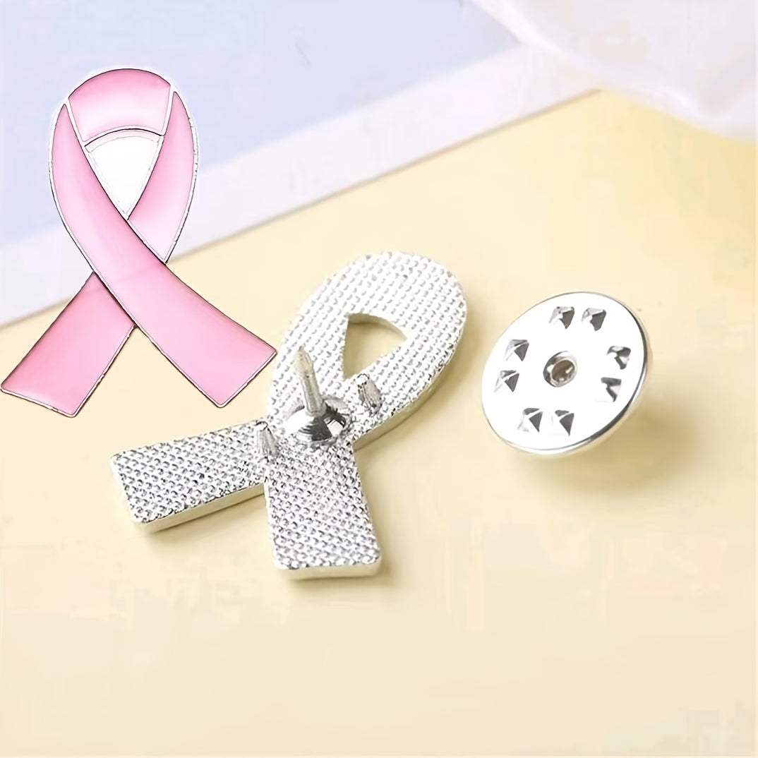 Pink Ribbon Brooch Pins 50-Pack Zinc Alloy Breast Cancer Awareness Jewelry