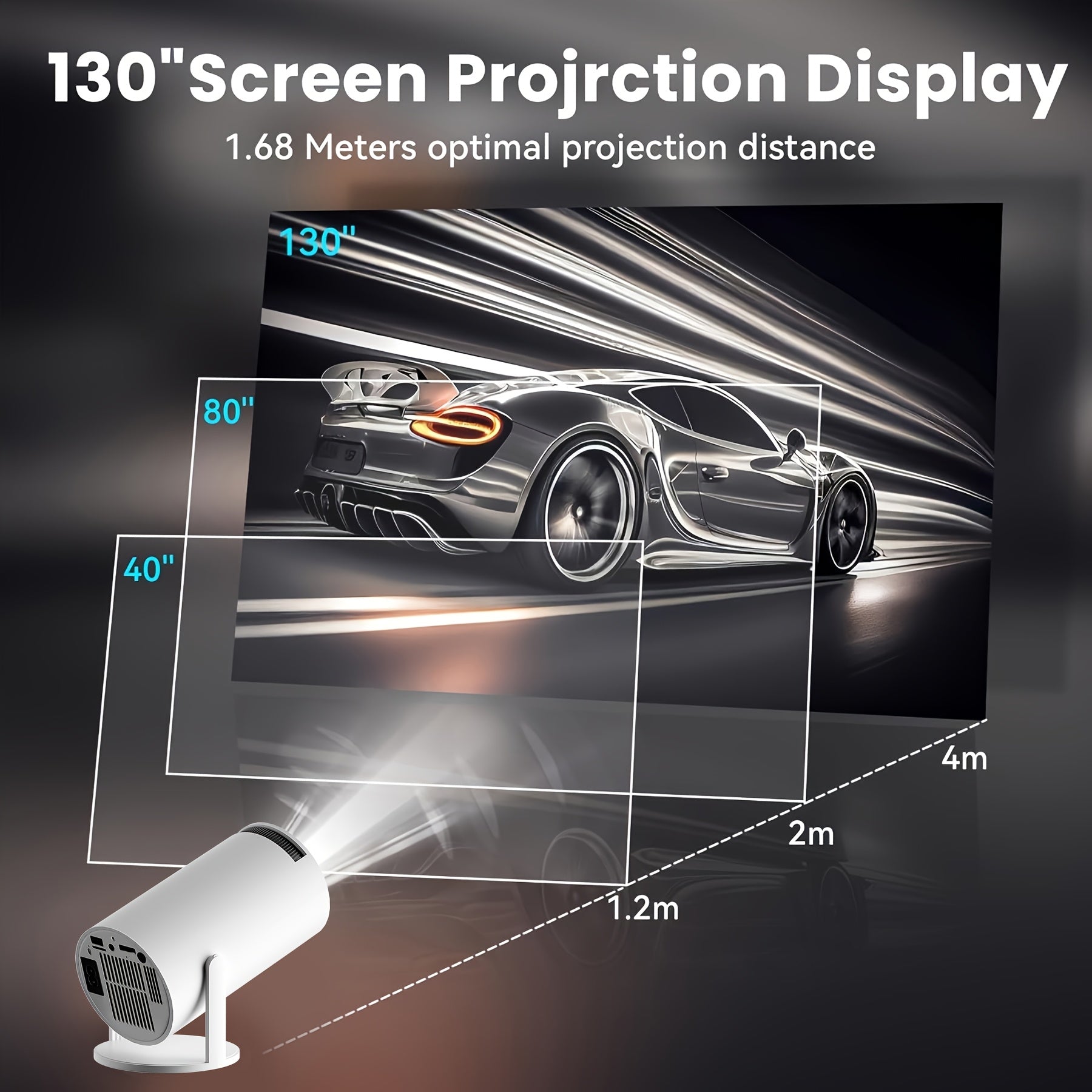 Portable Movie Projector HD 4K WiFi 6 Home Theater Gift for Adults