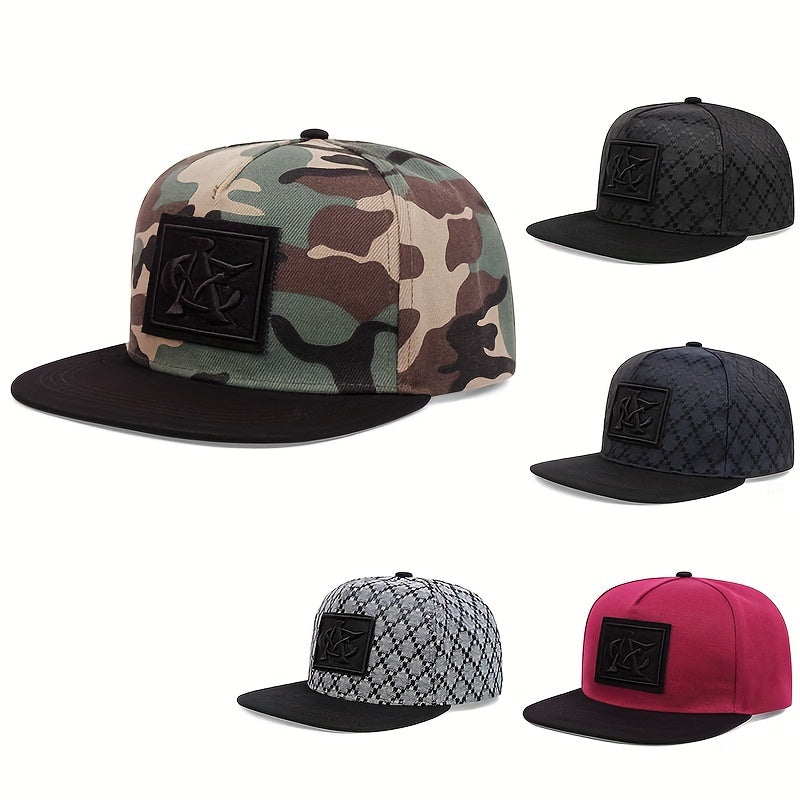 Men's Flat Top Baseball Cap Snapback Polyester Hip Hop Cap for Men and Teens