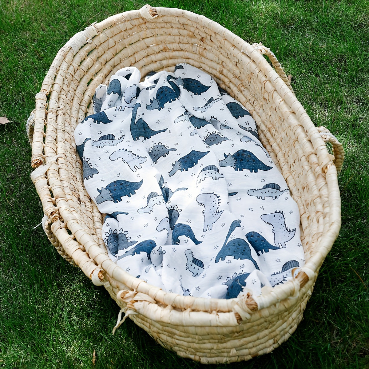Baby Bamboo Cotton Muslin Gauze Dinosaur Blanket 119x109cm Soft Absorbent