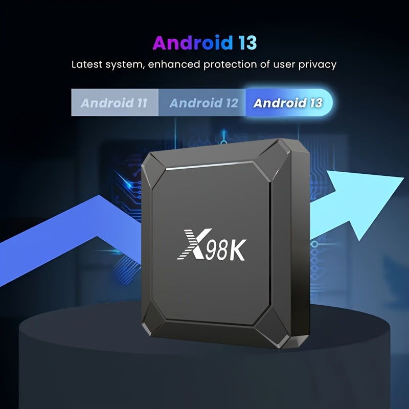 Android 13 Smart TV Box 4GB 32GB Dual WiFi 5.0 HEVC Main 10 Support Type-C Quvvat adaptori