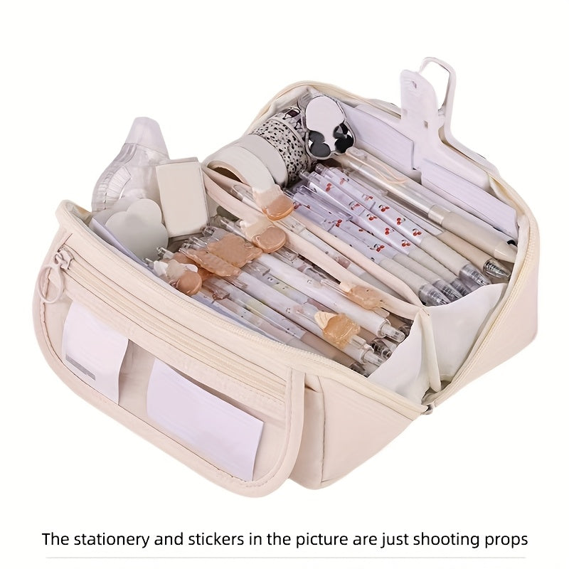 Large Capacity Learning Pencil Case for Boys and Girls with Desktop Organizer and Storage