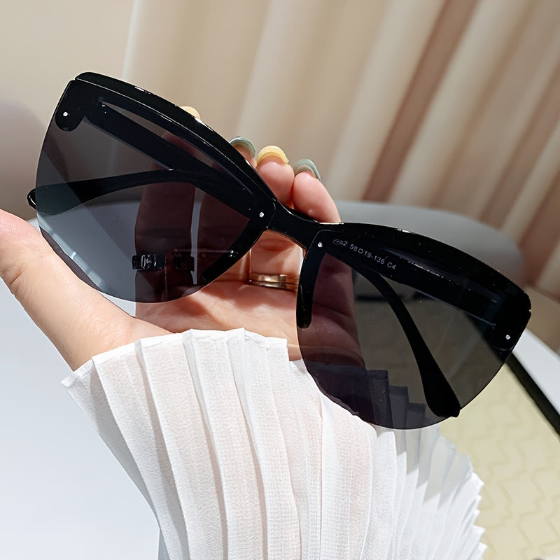 2024 Semi-Rimless Plastic Eyeglasses Big Frame Vintage Net Red Circle Unisex