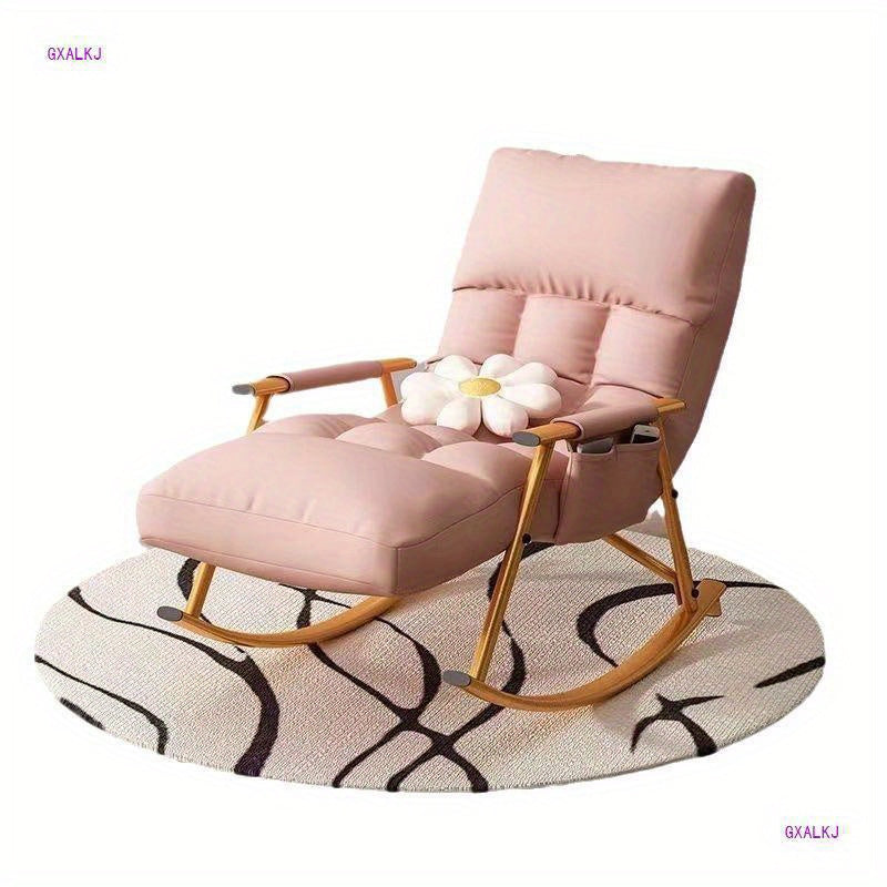 Adult Nordic Style Rocking Lounge Chair with Handle Recliner and Washable Tech Cloth