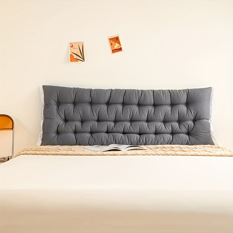 Gray Quilted Headboard Cushion with Ruffle Detail for Bed or Sofa Machine Washable Polyester